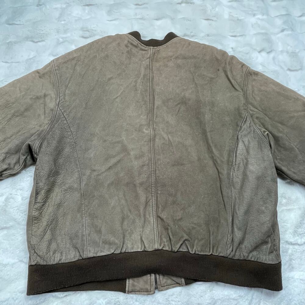 🔥VTG 90s Body Equip Suede Leather Distressed Rusty Bomber Jacket Men’s L- XL - Picture 8 of 16